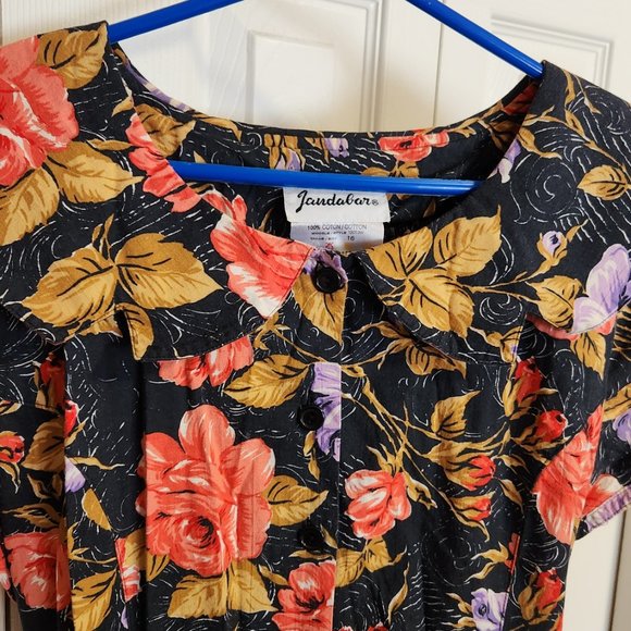Vintage look Floral Print Dress size 16 100% Cotton - Picture 6 of 10